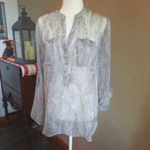 Apt 9 sheer popover top grey L